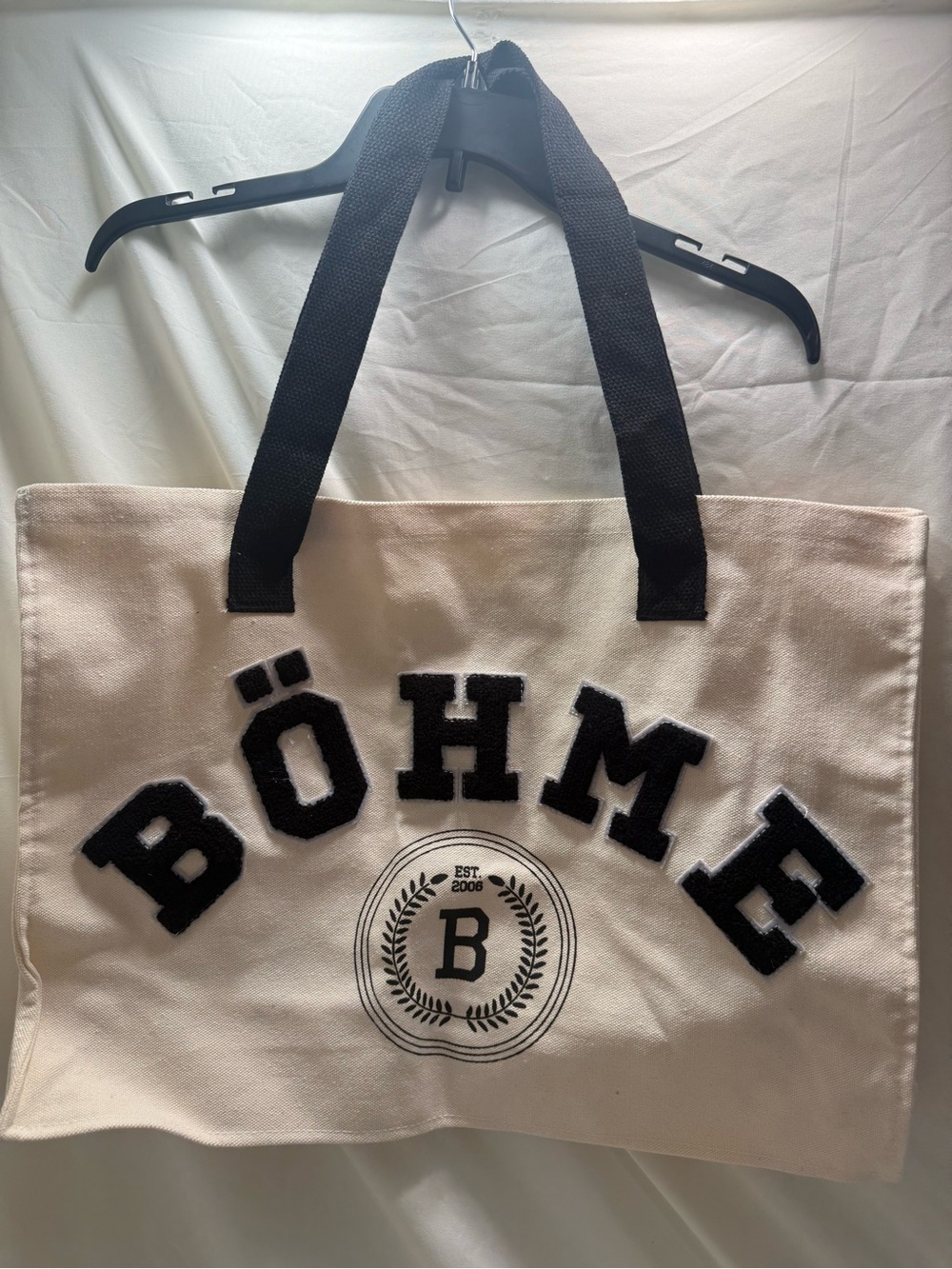 bohme Cream Canvas Tote with Black Accents